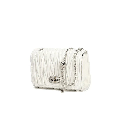 2024 New Women's Bags, Fashionable and Versatile Pleated Chain Cross-body Bags, Handbags, Temperament and Charm