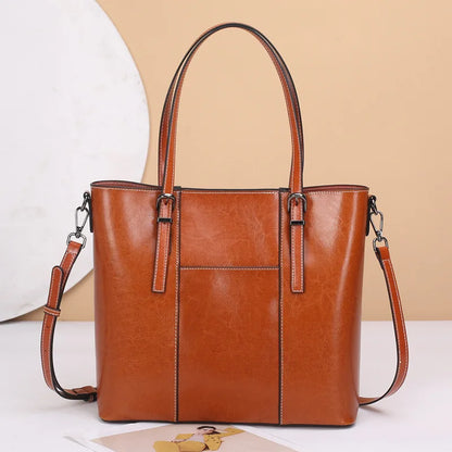 2024 New Women's Genuine Leather Tote Lady Luxury Designer Shoulder Bag Large Capacity Commuter OL Handbags Shopper Travel Bolsa