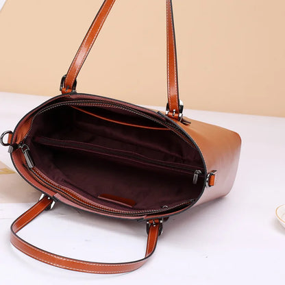 2024 New Women's Genuine Leather Tote Lady Luxury Designer Shoulder Bag Large Capacity Commuter OL Handbags Shopper Travel Bolsa