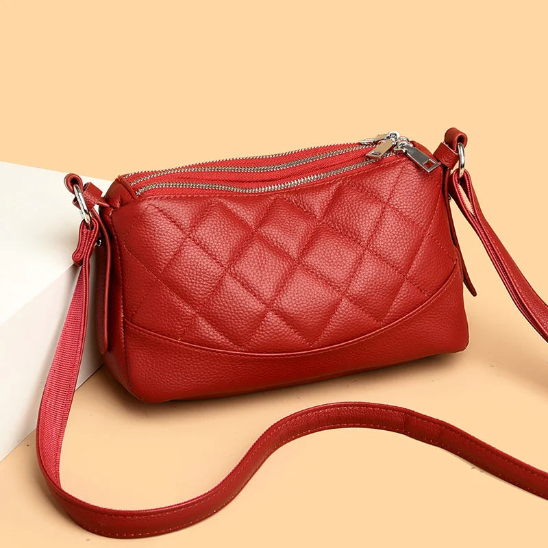 2024 New Women's Shoulder Bag 100% Genuine Leather Female Crossbody Bags Girl Tote Bolsas Three Layer Large Capacity Wallet Sac