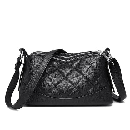 2024 New Women's Shoulder Bag 100% Genuine Leather Female Crossbody Bags Girl Tote Bolsas Three Layer Large Capacity Wallet Sac