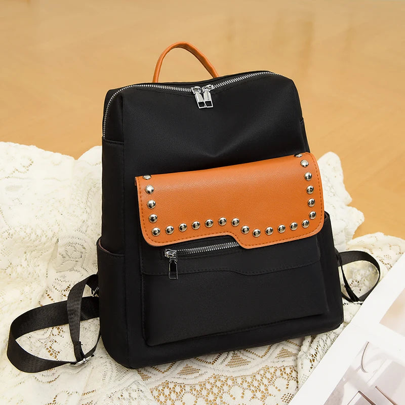 2024 New Youth High Quality School Bolsas Luxury Rivet Designer Women's Backpack Large Capacity Travel Shoulder Bags Sac A Dos