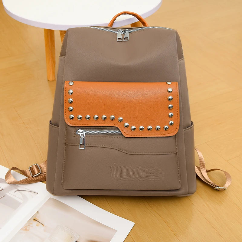 2024 New Youth High Quality School Bolsas Luxury Rivet Designer Women's Backpack Large Capacity Travel Shoulder Bags Sac A Dos