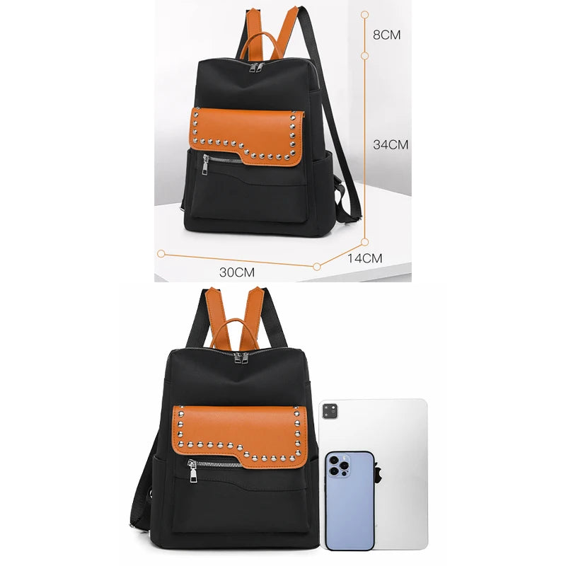 2024 New Youth High Quality School Bolsas Luxury Rivet Designer Women's Backpack Large Capacity Travel Shoulder Bags Sac A Dos