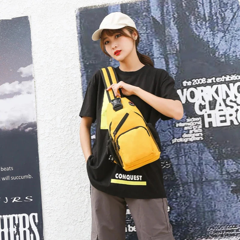 2024 Newly Women Casual Backpack Girls Chest with Earphone Hole Female Shoulder Multi-Functional Rucksacks Crossbody Bag