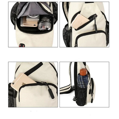 2024 Newly Women Casual Backpack Girls Chest with Earphone Hole Female Shoulder Multi-Functional Rucksacks Crossbody Bag