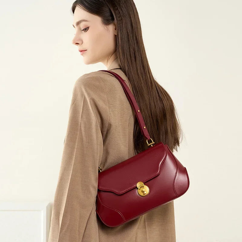 2024 Popular Light Luxury and Small Crowd Underarm Bag Women's Cowhide One Shoulder High end Feeling Bag Cross body Bride