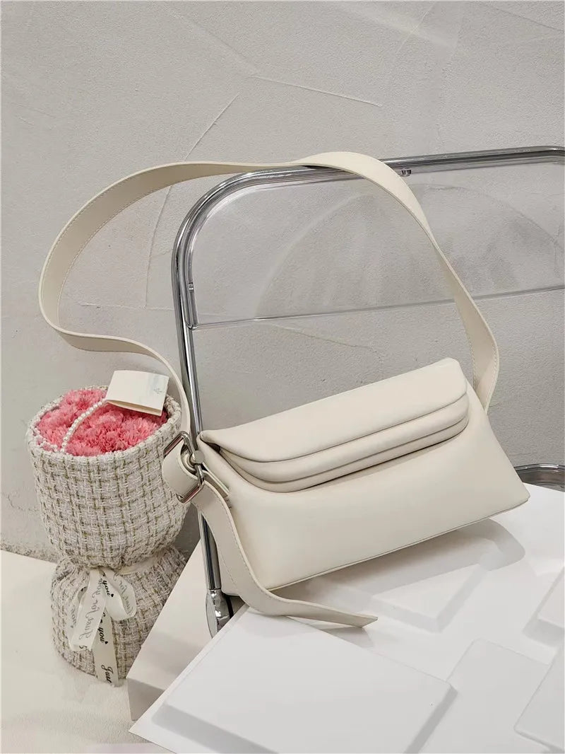 2024 Popular New Split Leather Solid Single Shoulder Bags Vintage Simple Fashion All-match Underarm Bags Commuter Elegant Bolsos
