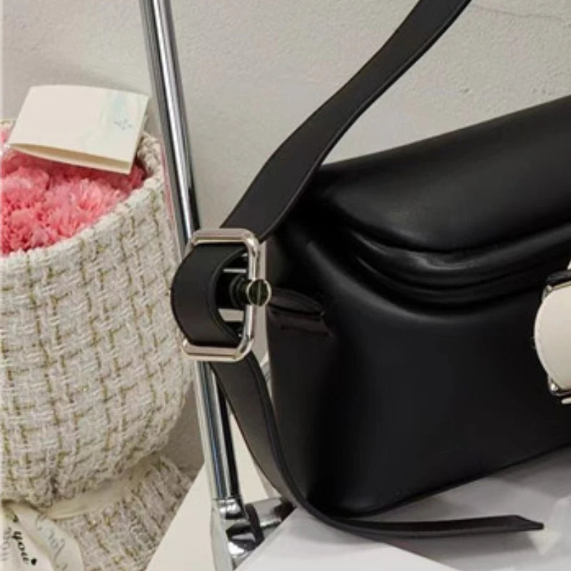 2024 Popular New Split Leather Solid Single Shoulder Bags Vintage Simple Fashion All-match Underarm Bags Commuter Elegant Bolsos
