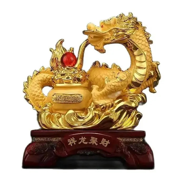 2024 Resin dragon bead handicraft furnishing articles Prosperous home decoration decoration mascot fengshui statue