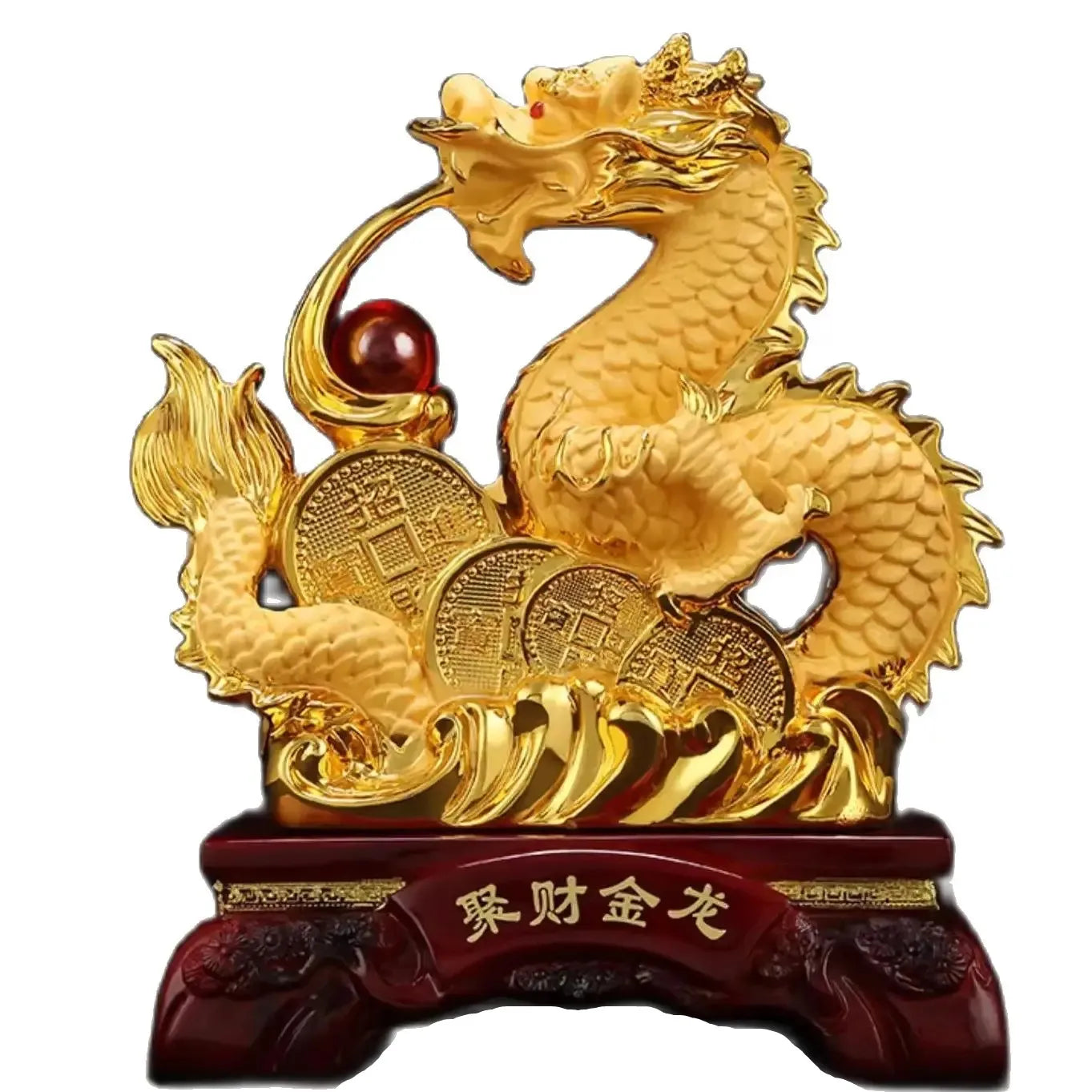2024 Resin dragon bead handicraft furnishing articles Prosperous home decoration decoration mascot fengshui statue