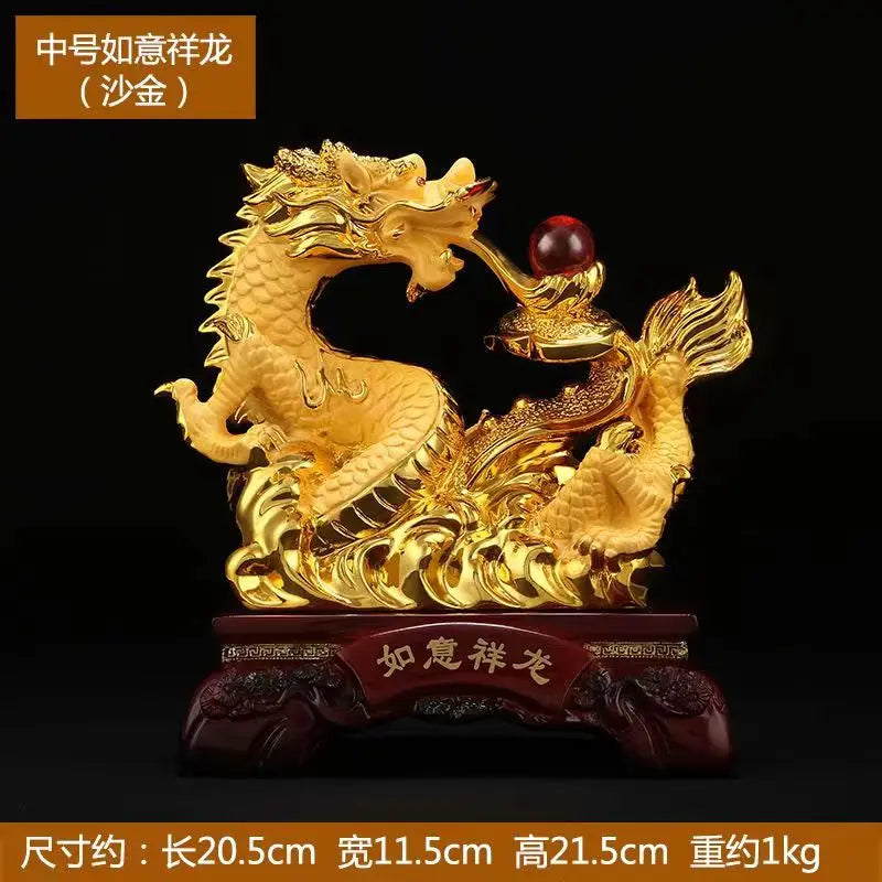 2024 Resin dragon bead handicraft furnishing articles Prosperous home decoration decoration mascot fengshui statue
