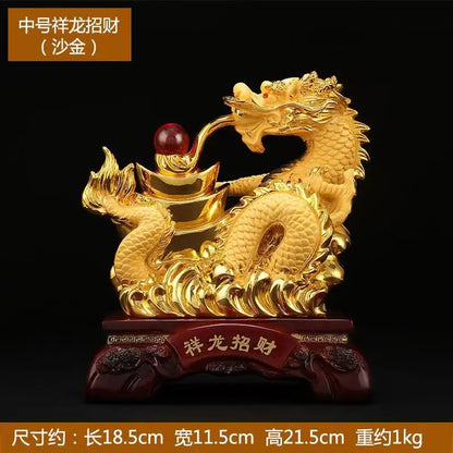 2024 Resin dragon bead handicraft furnishing articles Prosperous home decoration decoration mascot fengshui statue