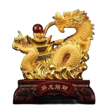 2024 Resin dragon bead handicraft furnishing articles Prosperous home decoration decoration mascot fengshui statue