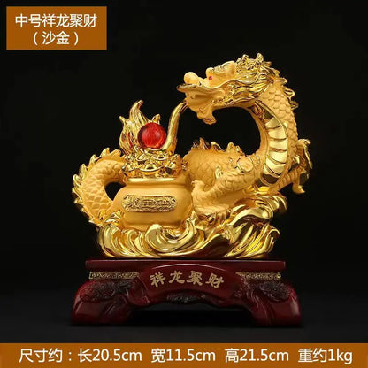 2024 Resin dragon bead handicraft furnishing articles Prosperous home decoration decoration mascot fengshui statue