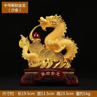 2024 Resin dragon bead handicraft furnishing articles Prosperous home decoration decoration mascot fengshui statue