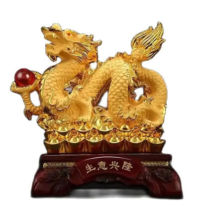 2024 Resin dragon bead handicraft furnishing articles Prosperous home decoration decoration mascot fengshui statue