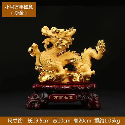 2024 Resin dragon bead handicraft furnishing articles Prosperous home decoration decoration mascot fengshui statue