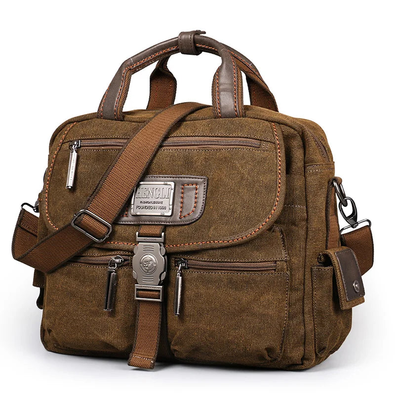 2024 Ruil Retro Canvas Messenger Bags Multifunction Men Shoulder Briefcase Leisure Travel Handbag Toolkit Vintage Package mallet