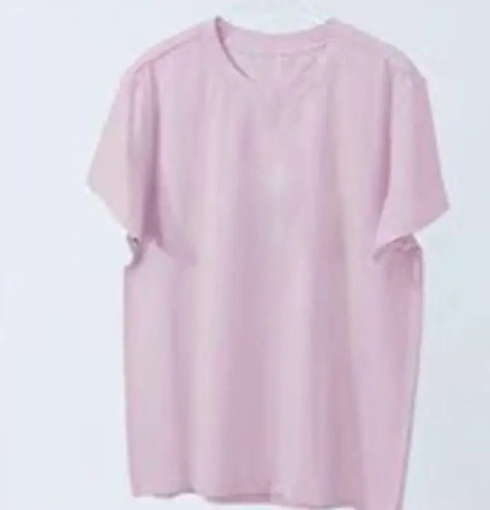 2024 Short T-Shirts Summer Women's Short Sleeve Round Neck Casual Blouse Shirts Solid Color Loose Tops