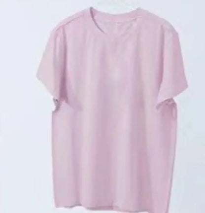 2024 Short T-Shirts Summer Women's Short Sleeve Round Neck Casual Blouse Shirts Solid Color Loose Tops