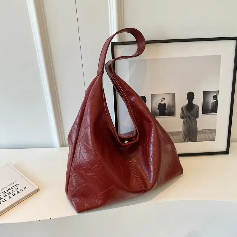 2024 Soft PU Leather Shoulder Bag for Women Wedding Totes All-match Commuter Underarm Bolso Mujer Fashion Large Capacity Handbag