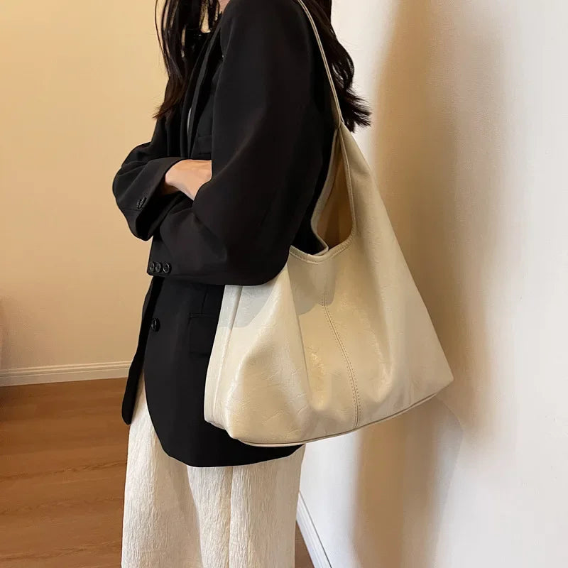 2024 Soft PU Leather Shoulder Bag for Women Wedding Totes All-match Commuter Underarm Bolso Mujer Fashion Large Capacity Handbag