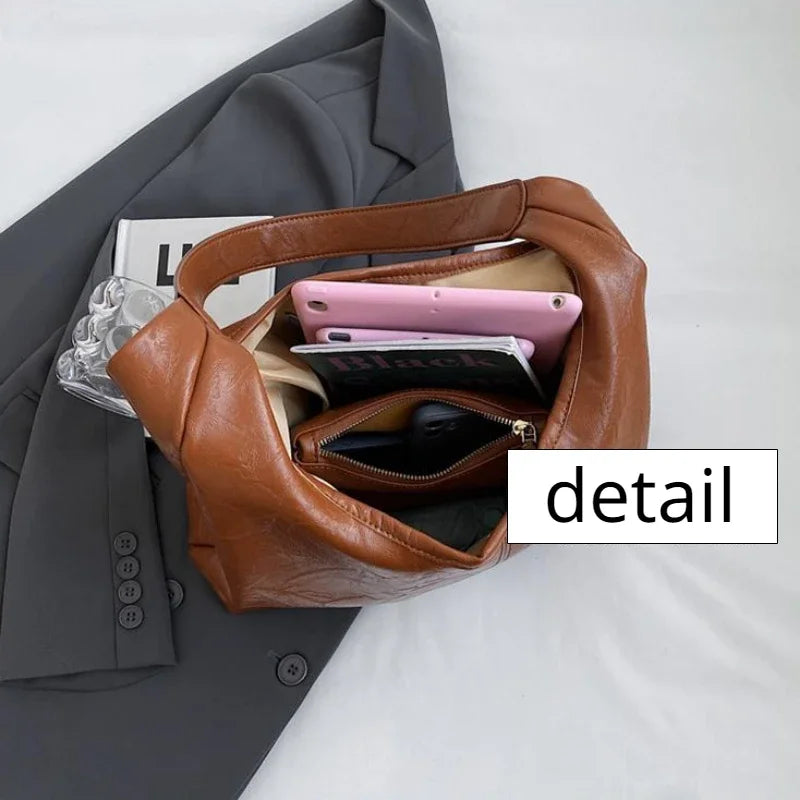 2024 Soft PU Leather Shoulder Bag for Women Wedding Totes All-match Commuter Underarm Bolso Mujer Fashion Large Capacity Handbag