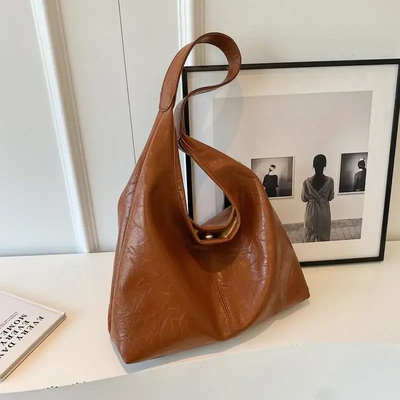 2024 Soft PU Leather Shoulder Bag for Women Wedding Totes All-match Commuter Underarm Bolso Mujer Fashion Large Capacity Handbag