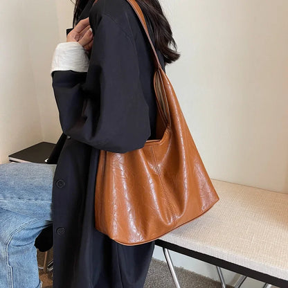2024 Soft PU Leather Shoulder Bag for Women Wedding Totes All-match Commuter Underarm Bolso Mujer Fashion Large Capacity Handbag