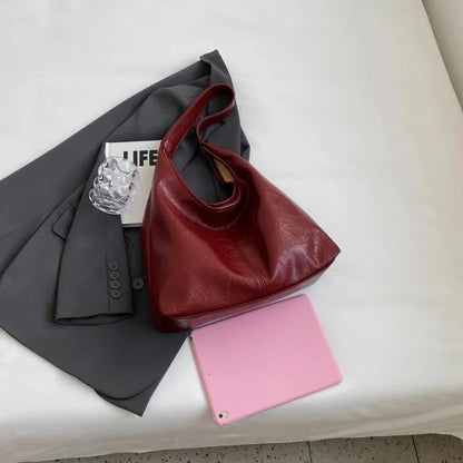 2024 Soft PU Leather Shoulder Bag for Women Wedding Totes All-match Commuter Underarm Bolso Mujer Fashion Large Capacity Handbag