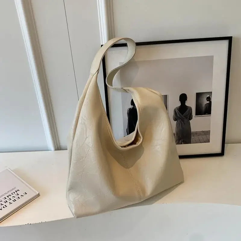 2024 Soft PU Leather Shoulder Bag for Women Wedding Totes All-match Commuter Underarm Bolso Mujer Fashion Large Capacity Handbag