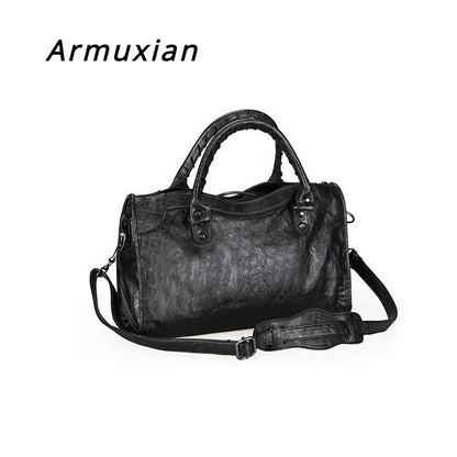 2024 Soft Pu Leather Brand Girls Shoulder Bags Black HandBags Tote New Arrival Mini Small Motorcycle Bags Crossbody for Women