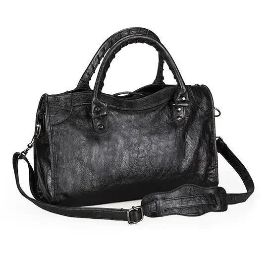 2024 Soft Pu Leather Brand Girls Shoulder Bags Black HandBags Tote New Arrival Mini Small Motorcycle Bags Crossbody for Women