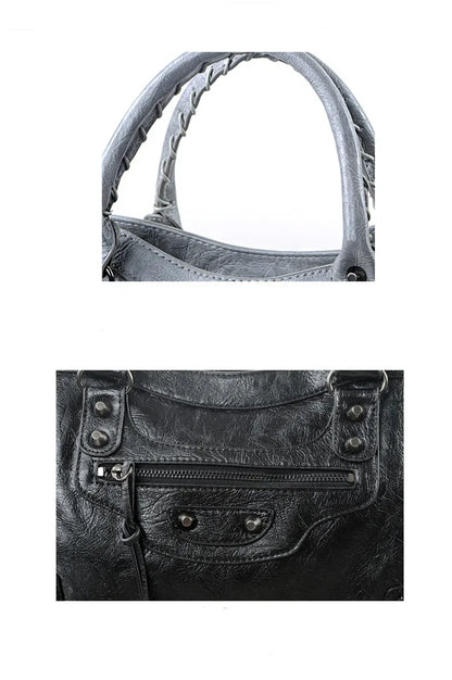 2024 Soft Pu Leather Brand Girls Shoulder Bags Black HandBags Tote New Arrival Mini Small Motorcycle Bags Crossbody for Women