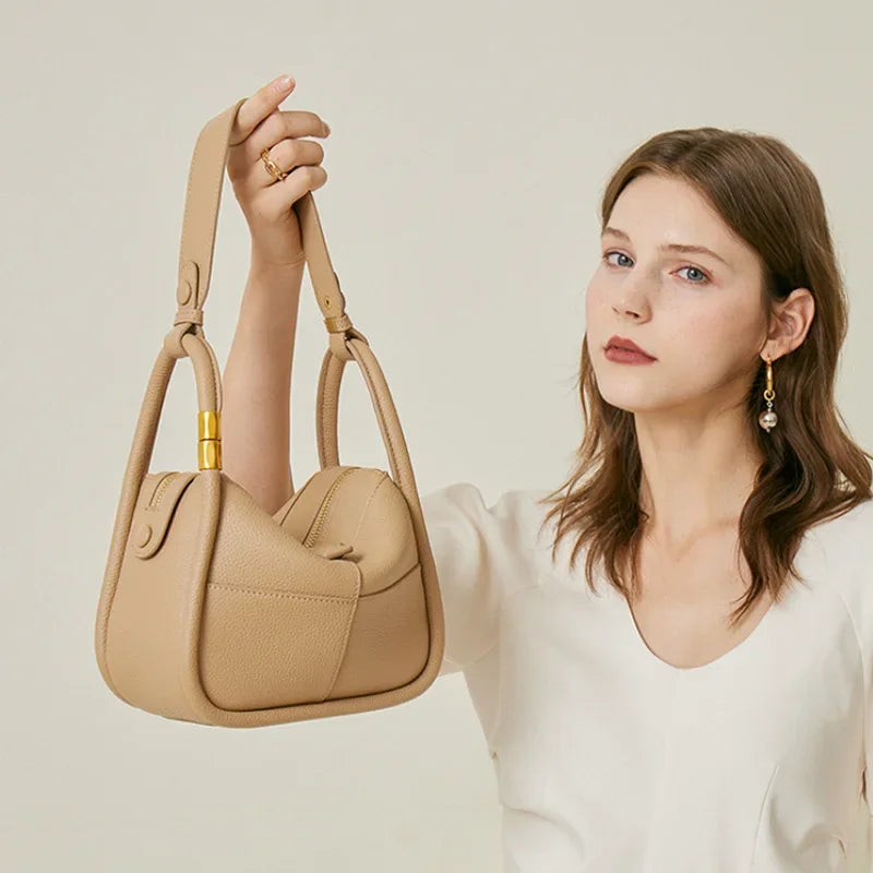2024 Spring New Style Shoulder Handbag Women's First Layer Cowhide Leather Tote Bag Luxury Designer Handbag