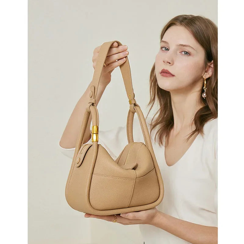 2024 Spring New Style Shoulder Handbag Women's First Layer Cowhide Leather Tote Bag Luxury Designer Handbag