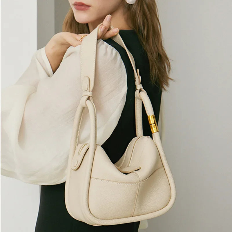 2024 Spring New Style Shoulder Handbag Women's First Layer Cowhide Leather Tote Bag Luxury Designer Handbag