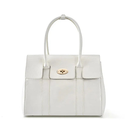 2024 Spring New women's large-capacity black genuine leather Tote fashion cowhide hand retro lawyer envelope bag