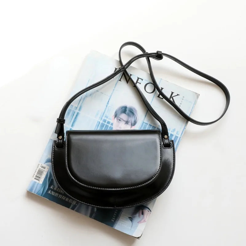 2024 Spring Summer New Niche Designer Shoulder Bags Fashion Commuter Genuine Leather Saddle Bag Light Luxury Elegant Handbags