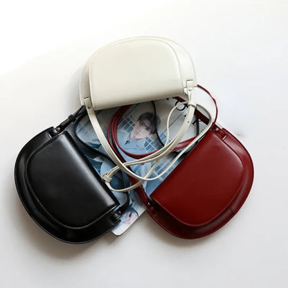 2024 Spring Summer New Niche Designer Shoulder Bags Fashion Commuter Genuine Leather Saddle Bag Light Luxury Elegant Handbags