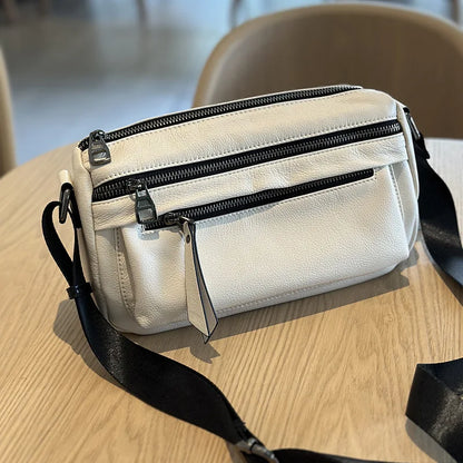 2024 Spring Summer New Women Crossbody Bag Casual All-match Genuine Leather Handbag Female Versatile Large Capacity Bolsas Mujer