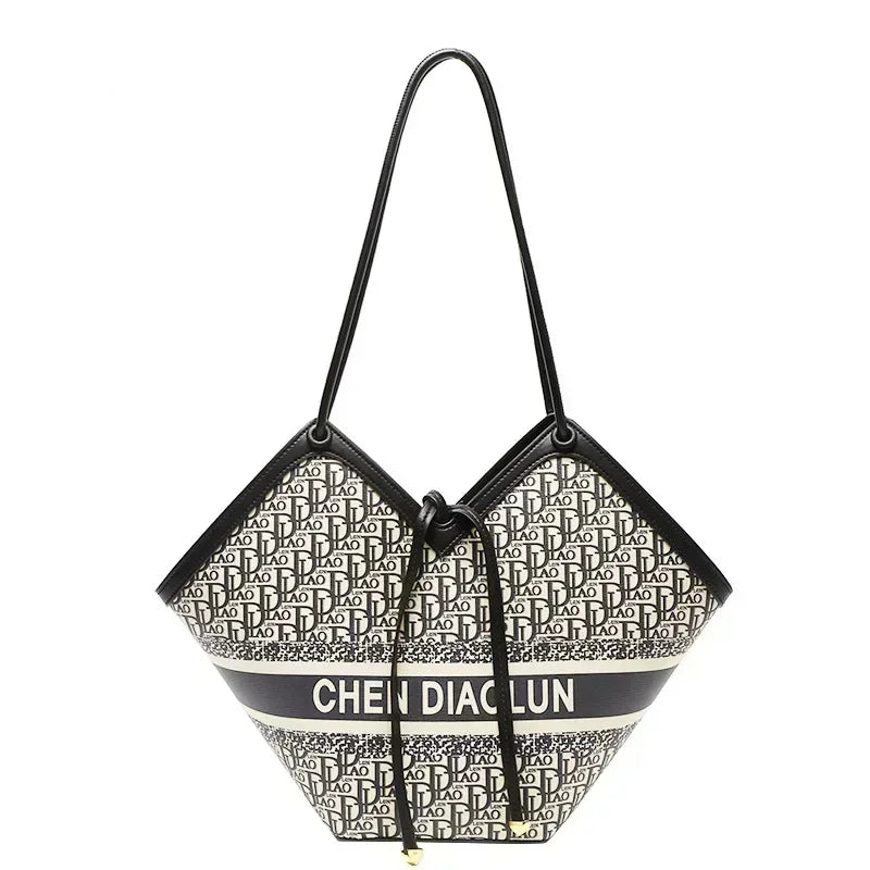 2024 Summer New Advanced Embroidery Large Capacity Tote Live Volume Commuter Single Shoulder Women's Mommy Vintage Bag