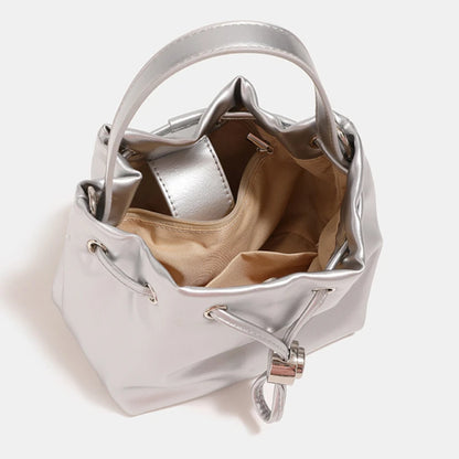 2024 Summer New Niche Handbags Fashion All-match Silver Darwstring Crossbody Shoulder Bag Leisure Commuter Large Capacity Bolsas