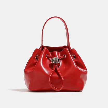2024 Summer New Niche Handbags Fashion All-match Silver Darwstring Crossbody Shoulder Bag Leisure Commuter Large Capacity Bolsas