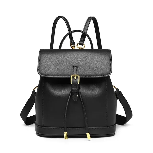 2024 Top Layer Cowhide New Contrast Color Women's Large Capacity Backpack All-match Retro Shoulder Bag
