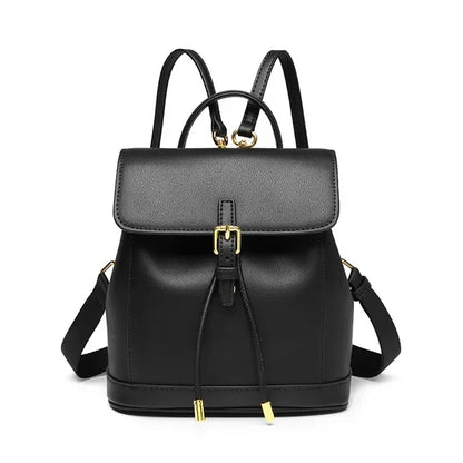 2024 Top Layer Cowhide New Contrast Color Women's Large Capacity Backpack All-match Retro Shoulder Bag