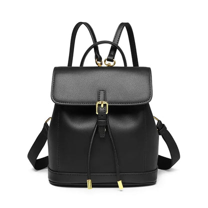 2024 Top Layer Cowhide New Contrast Color Women's Large Capacity Backpack All-match Retro Shoulder Bag