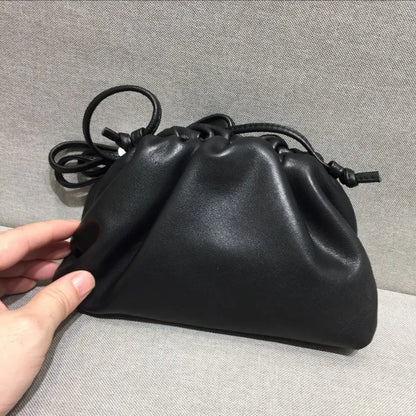 2024 Trend New Portable Cloud Bag for Women Vintage Fashion Cow Leather Handbags Y2k Drawstring Shoulder Crossbody Bags