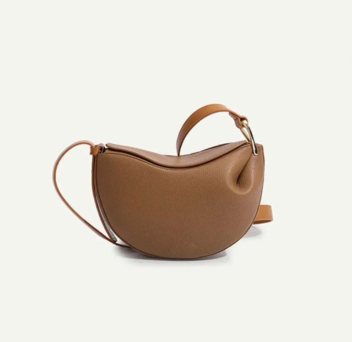 2024 Underarm Bag Women Shoulder Bag Genuine Leather Solid Color Elegant Ladies Handbag Saddle Crescent Chic Bag  Women's  Purse